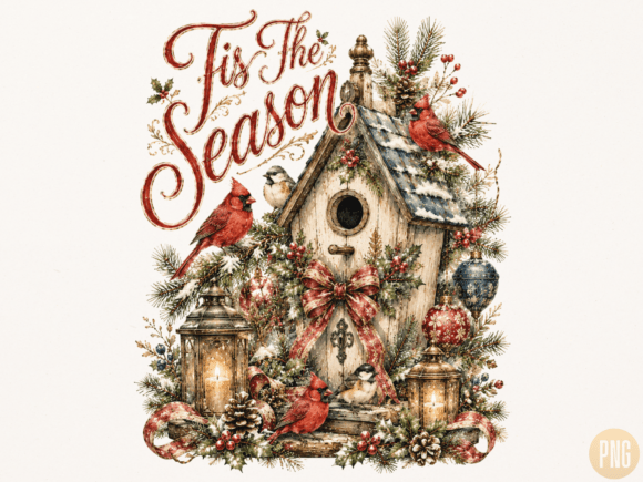 Download Tis the Season Christmas Birdhouse PNG - House Collection