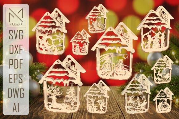 Download Christmas House Ornament SVG Bundle - House Collection