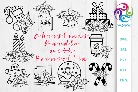 Download Christmas Bundle with Poinsettia Svg - Christmas bundle Collection