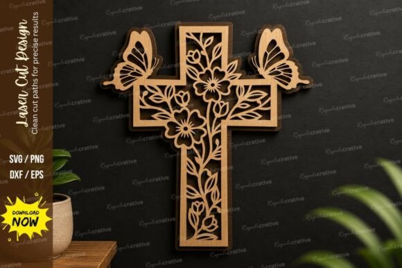 Download Floral Cross Decor Laser Cut Svg File - Svg file Collection