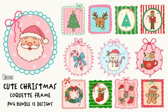 Download Cute Christmas Bundle Coquette Frame Png - Christmas bundle Collection