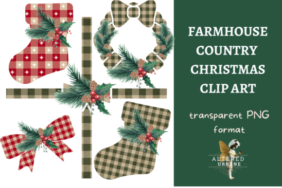Download Farmhouse Country Christmas Clip Art - House Collection