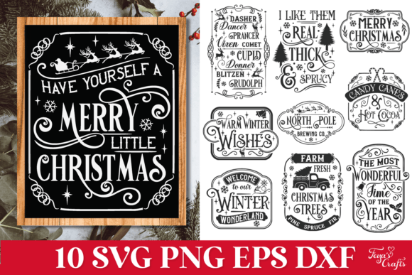 Download Farmhouse Christmas Signs SVG Bundle - House Collection