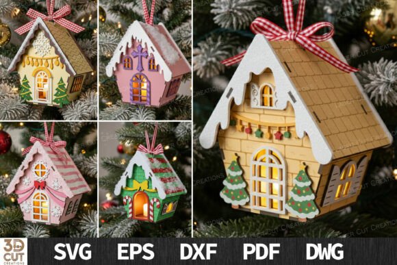 Download 3D Christmas House Ornament Bundle - House Collection