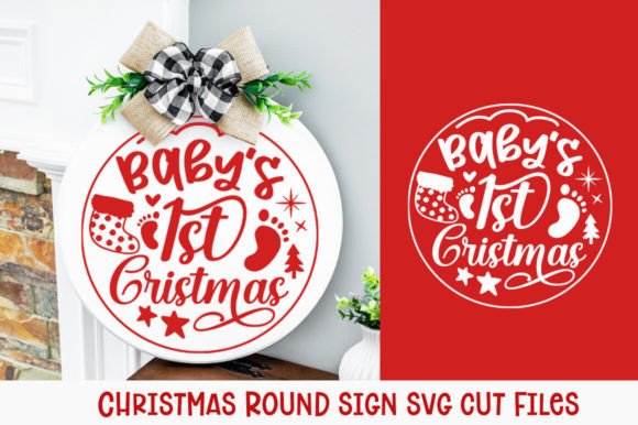 Download Baby 1st Christmas Round Sign, Svg Files - Svg file Collection